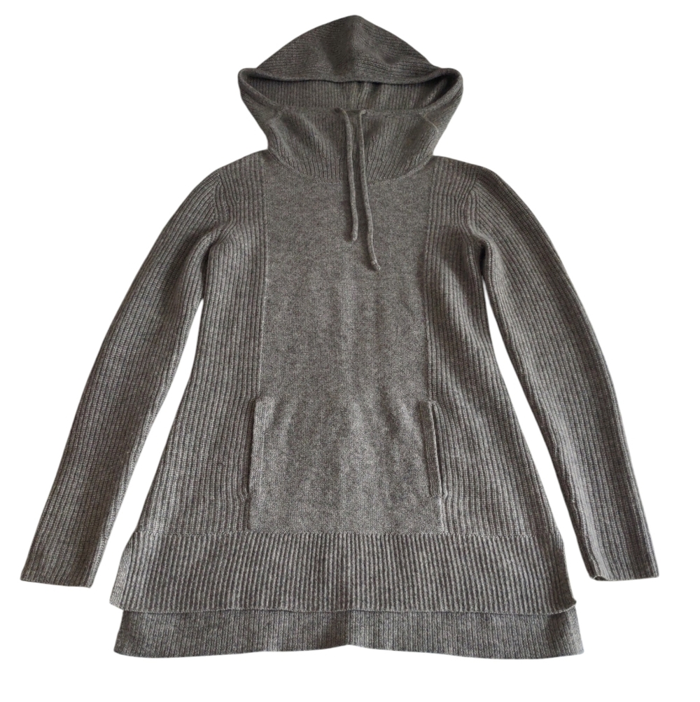 Athleta 100% Cashmere Hooded Sweater Womens XS Grey